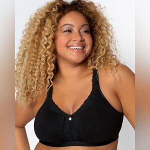 Curvy Couture Cotton Luxe Unlined Wireless Bra Black 40DD